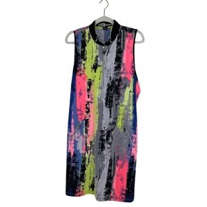 Jamie Sadock Womens XL Sleeveless Golf Dress Abstract Print Zipper Pockets Artsy